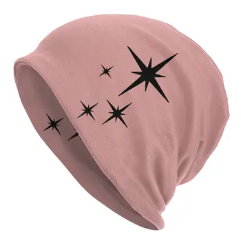 1950 Atominės Starburst Rožinė Ir Juoda variklio Dangčio Skrybėlės Megzti Skrybėlę Rudens Žiemos Slidinėjimo Skullies Beanies Skrybėlę Vyrų, Moterų Šiltos Kepurės