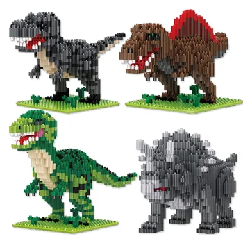 Dinozaurų Blokai Tyrannosaurus Pav Modelis Triceratopsas Mini Diamond Dalelių Surinkti Micro Plytų Su vaikų Žaislas