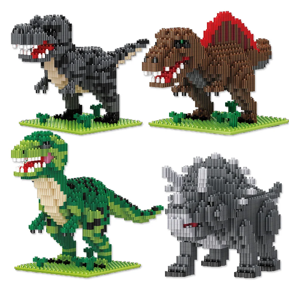 Dinozaurų Blokai Tyrannosaurus Pav Modelis Triceratopsas Mini Diamond Dalelių Surinkti Micro Plytų Su vaikų Žaislas Nuotrauka 0
