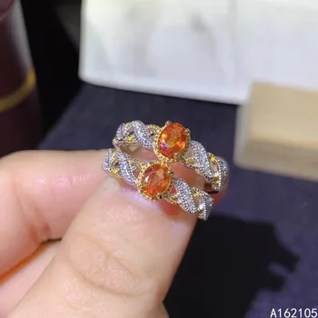 925 Gryno Sidabro Kinų Stiliaus Gamtos Oranžinis Safyras Moterų Prabanga Populiarus Dviejų spalvų Reguliuojamas Perlas Žiedas Fine Jewelry Parama