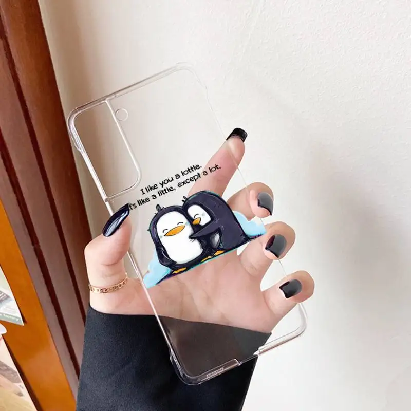 Mielas Animacinių filmų Pingvinas Telefono dėklas Samsung A51 A52 A71 A12 už Redmi 7 9 9A už 