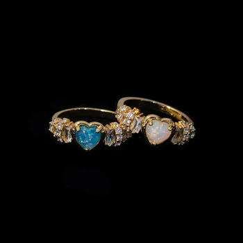 Teismas retro stiliaus opal meilės žiedas moterų mados asmenybės cirkonis atviras žiedas