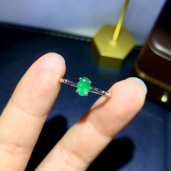 925 Gryno Sidabro Kinų Stiliaus Gamtos Smaragdas Moterų Populiarus Išskirtinį Paprasta Kolonėlė Perlas Žiedas Fine Jewelry Paramos Detectio
