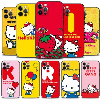 Telefono dėklas skirtas iPhone 14 13 11 12 Pro Max 7 8 6 6S Plus XS XR X 13mini 12mini Silikono Padengti Hello Kitty Atributika