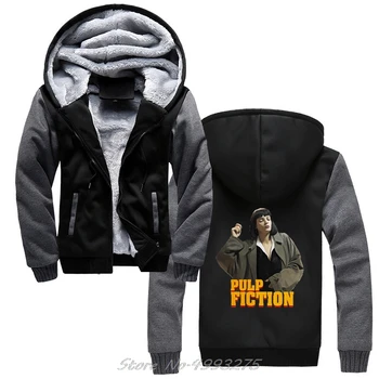 Pulp Fiction hoodies Naujas vyrų Hip-Hop Mergina Spausdinti Harajuku Mados Vilnos Linijinės Striukė Tirštėti Susagstomi megztiniai
