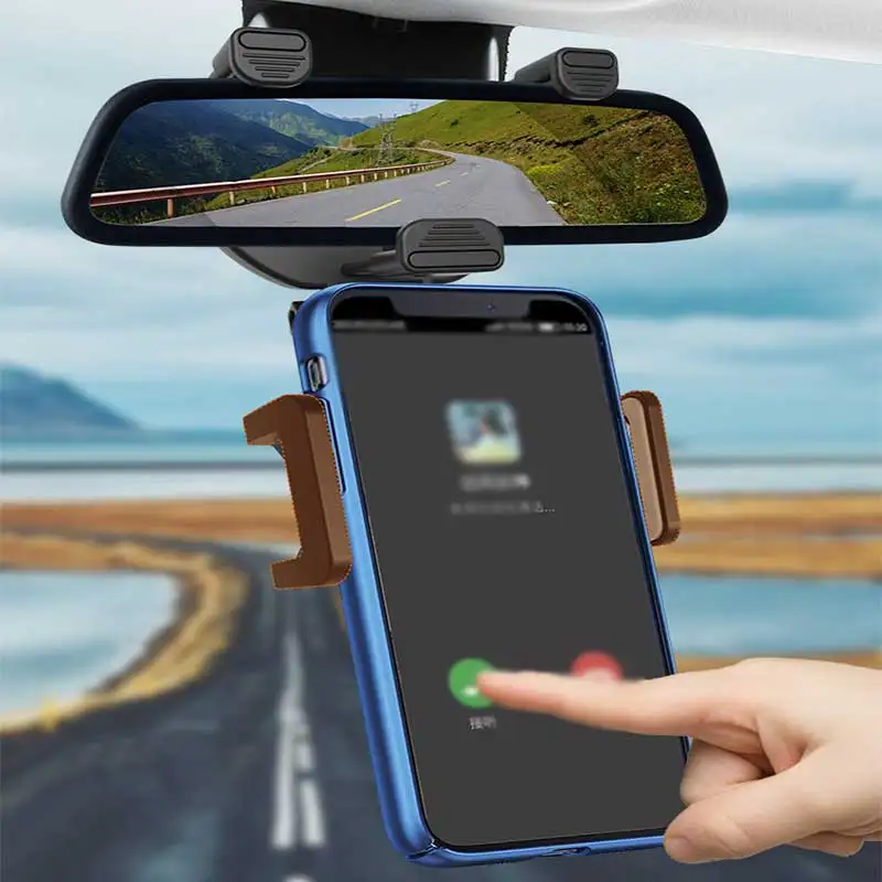360 Laipsnių Sukimosi Automobilio galinio vaizdo Veidrodis Telefono Turėtojas Stovėti 