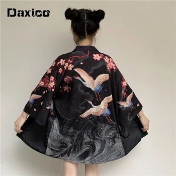 Naujas 2021 Juoda Japonų Kimono Megztinis Vasaros Paplūdimio Marškinėliai Moterims Harajuku Kawaii Viršutiniai Drabužiai Palaidinė Japones Stiliaus Drabužiai Moterims