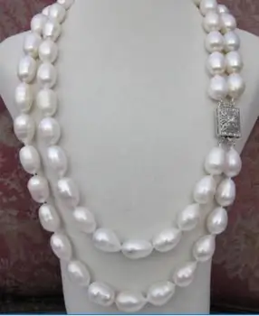 du kartus sruogos elegantiškas AAA 11-12mm balta perlų vėrinį 17inch;-18