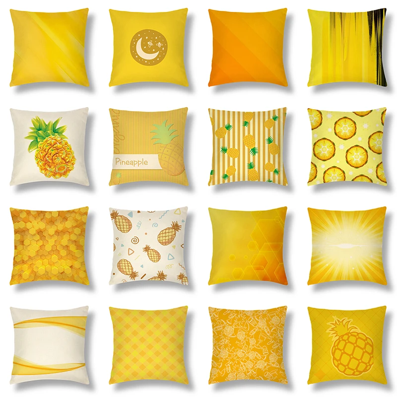 Šviežios Vasaros Geltona Ananasų Geometrinis Spausdinti Užvalkalas Šiuolaikinės Mesti Pagalvės, Dekoratyvinės Pagalvėlės, Namų Dekoro Sofa-lova, Biuro Kėdė Nuotrauka 0