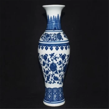 Išskirtinį Kinijos Rankomis Dažyti gėlių Mėlyna ir Balta Porcelianinė vaza Qianlong Ženklas