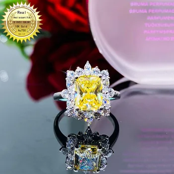 Kietasis 18K Aukso 1.5 ct geltona Moissanite Deimantų Žiedas D spalva VVS Su nacionalinės sertifikatą 003