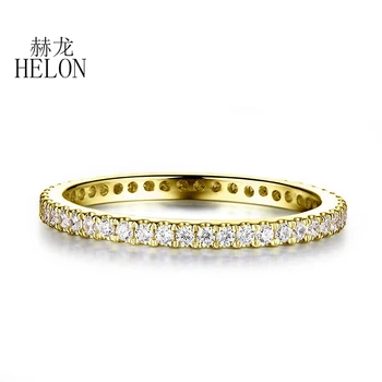HELON Kietas 14 KARATŲ Geltonasis Auksas AU585 Gamtinių Deimantų 0.33 CT Dalyvavimas Vestuvinį Žiedą, Meniniu Moterų Fine Jewelry 1,5 mm Pločio juosta