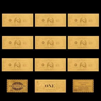 10VNT/Daug MUMS Aukso 999 Banknotų 1 Doleris Pinigų Gryno Aukso Bankas Pažymi, Padirbtų Banknotų Kolekcija Ir Švenčių Dovanos
