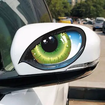 2vnt 3D Stereo Atspindintis Katės Akis, Automobilių Lipdukas Kūrybos galinio vaizdo Veidrodis Decal