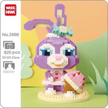 WS 2698 Desertai Gyvūnų Pasaulyje Ledų Violetinė Triušis Tortas Pet Modelis Mini Diamond Blokų, Plytų Pastatas Žaislas Vaikams ne Lauke