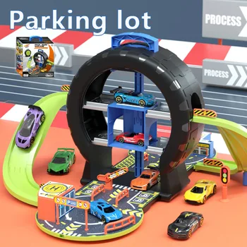 Vaikų automobilių stovėjimo aikštelė, geležinkelio lydinio modelio automobilių žaislas gali laikyti įdomu deformuoti ratų 3-7 metų senumo temą dovana