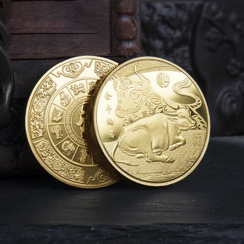 2021 m. Dvylikos Zodiako ženklas Jautis Naujųjų Metų Aukso Monetos Proginių Monetų Kolekcija Dovanų Dekoratyvines Monetų Kolekciją dovana